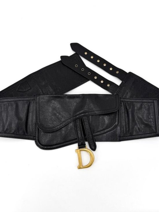 Dior Handbags - Dior Waist Bag Saddle Belt Bag Leather Black Gold